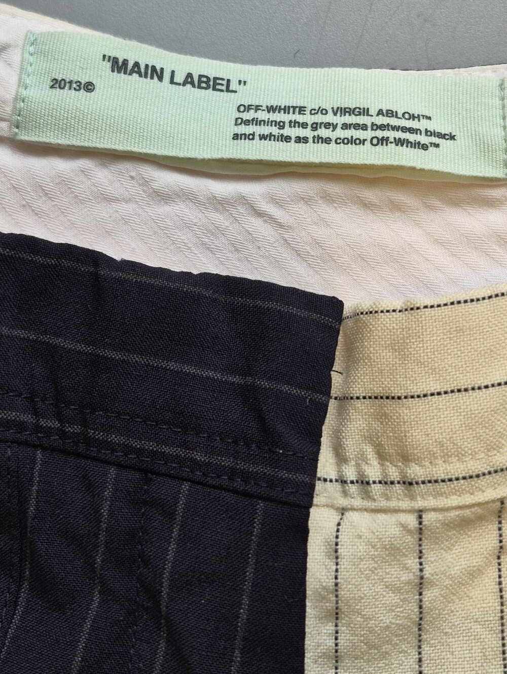Off-White c/o Virgil Abloh Pinstripe Trousers Split Black/Cream Women's Sz 27 - Picture 10 of 10